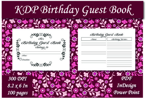 Download KDP Birthday Guest Book Interior - Guest book interior Collection