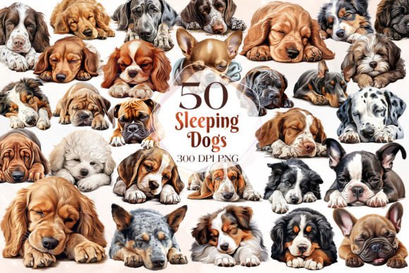 Download Cute Sleeping Dogs Clipart Bundle Part 1 - Premium Resources