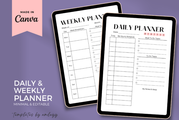 Download Minimal Daily &amp; Weekly Planner Template - Weekly planner Collection