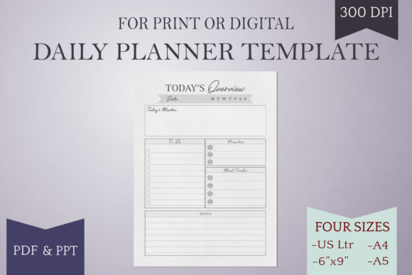 Download Daily Planner Page - Printable - 4 Sizes - Daily planner page Collection