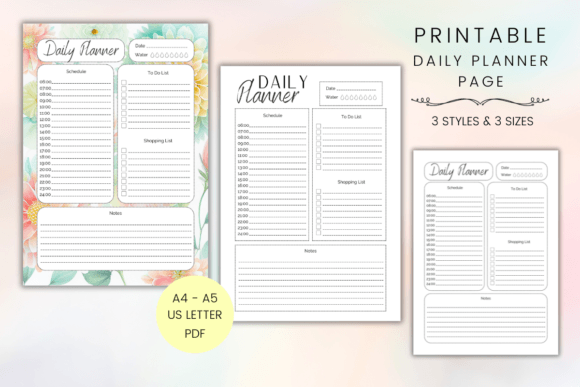 Download Printable Daily Planner Page Floral - Daily planner page Collection